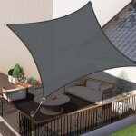 Voile d'ombrage 2x2m rectangulaire impermable  l'eau pes toile d'ombrage anthracite avec 95% de protection ...