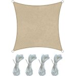 Voile d'ombrage carr� 4x4 m respirante en hdpe, toile d'ombrage protection solaire, anti 85% uv contre ...