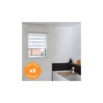 Volet moustiquaire - pack co de 2 stores jour nuit blanc h 150 cm sans perage - largeur 42 cm