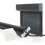 Volet roulant �lectrique filaire - aluminium gris 155 x 120 cm - recoupable - commande murale