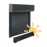 Volet roulant Électrique solaire - aluminium gris 120 x 120 cm - recoupable - motorisation solaire Volet roulant Électrique solaire - aluminium gris 120 x 120 cm - recoupable - motorisation solaire