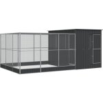 Helloshop26 - voli�re cage � oiseaux avec extension argent� 497 x 303 x 216 cm acier argent