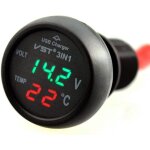 Alovez - voltmètre de voiture, thermomètre de voiture 3 en 1 12 - 24 v, chargeur usb, voltmètre avec ... Alovez - voltmètre de voiture, thermomètre de voiture 3 en 1 12 - 24 v, chargeur usb, voltmètre avec ...