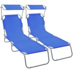 Vounot� lot de 2 chaise longue pliante avec pare soleil - transat 4 positions - bain de soleil portable ...