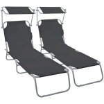 Vounot� lot de 2 chaise longue pliante avec pare soleil - transat 4 positions - bain de soleil portable ...