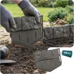 Vounot� bordure de jardin imitation pierre 26. 7m gris - hauteur 14cm - cl�ture gazon d�corative ultra ...
