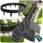 Vounot� bordure de jardin imitation pierre 5m gris - hauteur 23cm - cl�ture gazon d�corative en pp - ...