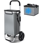 Vounot - chariot de courses 3 en 1 pliable aluminium - sac impermable avec sac isotherme spar - 2 ...