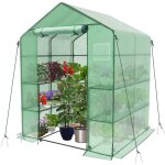Serre de jardin avec tagres 143x143x195cm vert - bche renforce 135g / m - fentre moustiquaire - ...