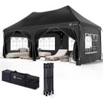 Vounot tonnelle de jardin pliable 3x6m - barnum rglable en hauteur avec 6 parois amovibles - impermable ...