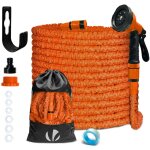 Vounot - tuyau d'arrosage extensible 30m orange - 10 modes de pulv�risation - raccord et sac de rangement ...