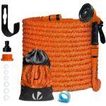 Vounot - tuyau d'arrosage extensible 30m orange - 10 modes de pulv�risation - raccord et sac de rangement ...