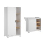Vox - commode  langer et armoire 1 porte leaf blanc et bois