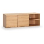 Meuble tv tori 2 portes 2 trous, couleur chne, 130 cm