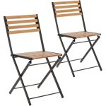 Pack de 2 chaises de jardin pliantes ambar en bois et mtal noir
