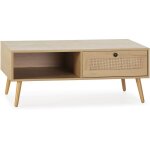 Table basse bella 1 tiroir en rotin naturel coloris chne