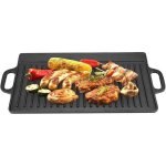 Vtizikl grille de barbecue, plaque de cuisson antiadh�sive en fonte, stri�e et plate
