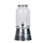Fontaine à boisson en verre avec support et couvercle en métal - 3, 5l - transparent - h 28 x d 20 cm ... Fontaine à boisson en verre avec support et couvercle en métal - 3, 5l - transparent - h 28 x d 20 cm ...