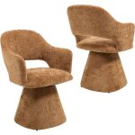 Lot de 2 chaises en chenille orange ? chaise de salle � manger moderne ? fauteuil pivotant r�tro avec ...