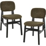 Wahson lot de 2 chaises de cuisine en chenille, chaises de salle � manger vintage avec pieds en bois ...