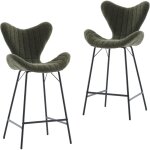 Wahson lot de 2 tabourets de bar en chenille, tabourets de comptoir avec pieds en mtal, chaises haute ...