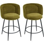 Wahson lot de 2 tabourets de bar rembourr�s en chenille, chaise bar et pieds en m�tal, chaises de bar ...
