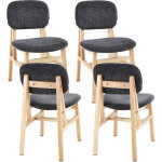 Wahson lot de 4 chaises de cuisine en chenille, chaises de salle � manger vintage avec pieds en bois ...
