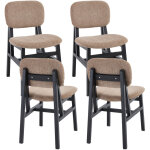 Wahson lot de 4 chaises de cuisine en chenille, chaises de salle � manger vintage avec pieds en bois ...