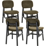 Wahson lot de 4 chaises de cuisine en chenille, chaises de salle � manger vintage avec pieds en bois ...