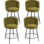Wahson lot de 4 tabourets de bar rembourr�s en chenille, chaise bar et pieds en m�tal, chaises de bar ...