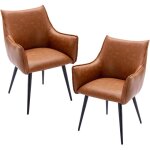 Wahson fauteuil relax en cuir pu, lot de 2 fauteuil de salon avec pieds m�tal, chaise de salon chambre ...