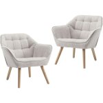 Wahson fauteuil relax en lin, fauteuil salon moderne lot de 2 fauteuil scandinave avec pied dor� fauteul ...