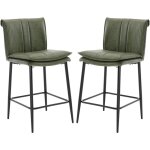 Tabouret de bar lot de 2 tabourets de bar cuir pu avec pied mtal, chaise de bar moderne coussin pais ...