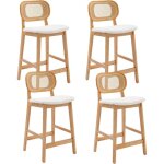 Wahson office chairs - tabouret de bar lot de 4 chaise de bar en bois avec coussin chaise bar rotin pour ...