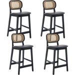 Wahson office chairs - tabouret de bar lot de 4 chaise de bar en bois avec coussin chaise bar rotin pour ...