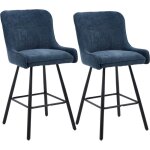 Wahson tabouret de bar lot de 2 en chenille, chaise de bar avec pied m�tal, tabouret haut cuisine moderne ...