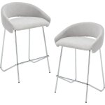 Wahson tabouret de bar lot de 2 en chenille, tabouret haut cuisine avec repose - pied en m�tal chaise ...