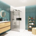 Swiss aqua technologies - walk - in 110x200cm paroi en verre fum� 8 mm anticalcaire, avec bras et profil�s ...