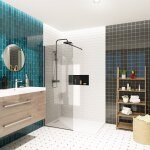 Swiss aqua technologies - walk - in 80x200cm paroi en verre fum� 8 mm anticalcaire, avec bras et profil�s ...