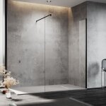 Walk in douche paroi de douche 10mm nano - revêtement verre avec barre de support 80x200cm - sonni Walk in douche paroi de douche 10mm nano - revêtement verre avec barre de support 80x200cm - sonni