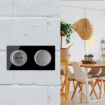 Plaque de finition garda, en verre, horizontal, 2 postes (lot de 3) - gris Plaque de finition garda, en verre, horizontal, 2 postes (lot de 3) - gris