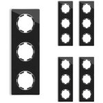 Plaque de finition garda, en verre, vertical, 3 postes (lot de 5) - noir
