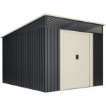 Abri de jardin en metal 7, 6 m2 wasabi stark - lucarne - double porte coulissante - anthracite beige ...