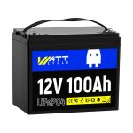 Wattcycle batterie lithium lifepo4 12v 100ah 100a bms, 1280wh max. 15000 cycles rechargeable coupure ...