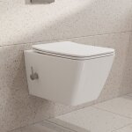 Wc douche sans bride taharet wc - wc suspendu sans bride avec eau chaude / froide, fonction bidet, abattant ...