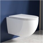 Wc suspendu sans bordure de vidange, cuvette de toilette et chasse d'eau silencieuse, cuvette de toilette ... Wc suspendu sans bordure de vidange, cuvette de toilette et chasse d'eau silencieuse, cuvette de toilette ...