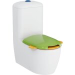 Wc à poser sans bride vitra sento kids blanc + réservoir + abattant vert et jaune Wc à poser sans bride vitra sento kids blanc + réservoir + abattant vert et jaune