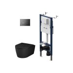 Am. pm - wc set pack wc bti - support + wc suspendu sans bride + abattant softclose + plaque noir