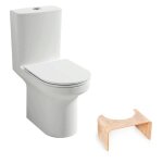 Jacob delafon - wc au sol sans bride elite + tabouret physiologique bois