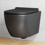 Eridanus - wc suspendu noir, cuvette pour wc suspendue en porcelaine vitrifie, eri - wt421mb